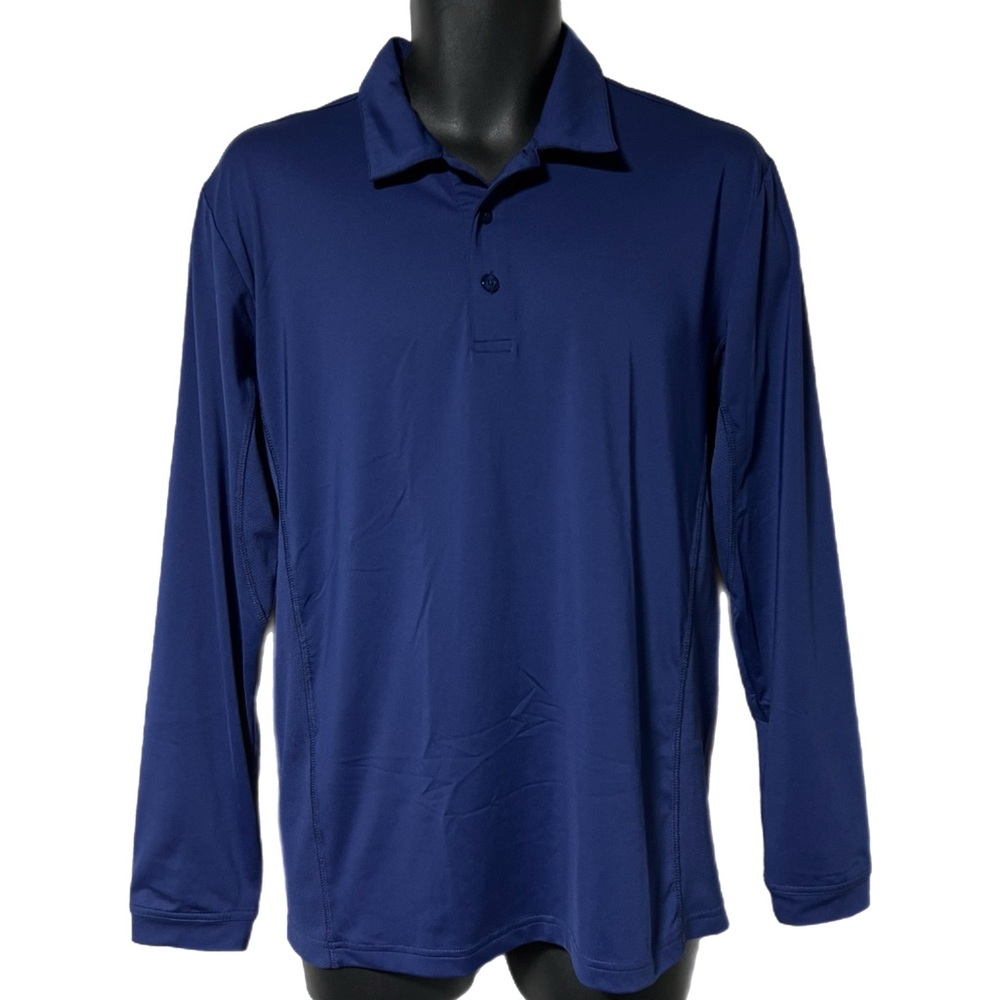 San Soleil Men’s Blue Long Sleeve Polo Shirt M Cooling UV 50 Outdoor